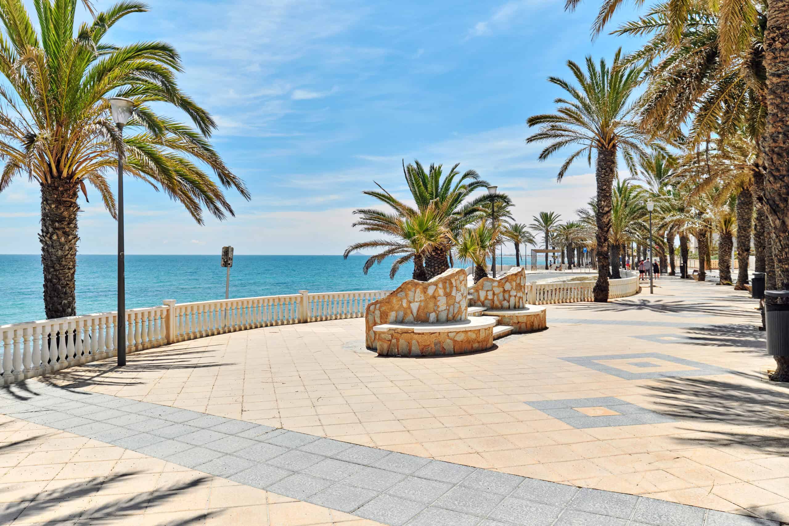 Seafront promenade of Torre de la Horadada. Costa Blanca, Spain